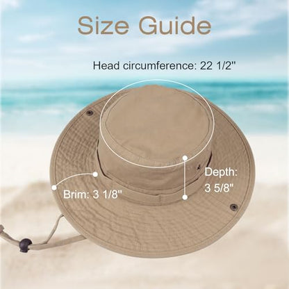 Bucket Hat UV Protection Sun Hat, Boonie Fishing Safari Hats for Outdoors - color: Beige-olive Inner