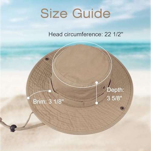Bucket Hat UV Protection Sun Hat, Boonie Fishing Safari Hats for Outdoors - color: Beige-olive Inner
