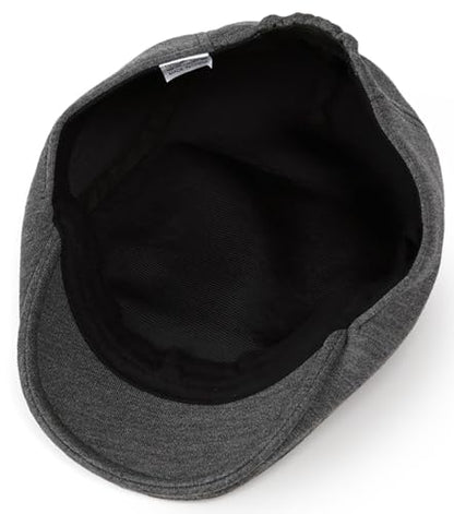 2 Pack Newsboy Cap for Men Women Flat Cap Beret Ivy Cabbie Hat - color: Black + Dark Gray