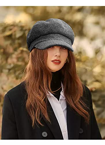 Newsboy Caps for Women Classic Beret Hats Autumn Winter Cap - color: Grey