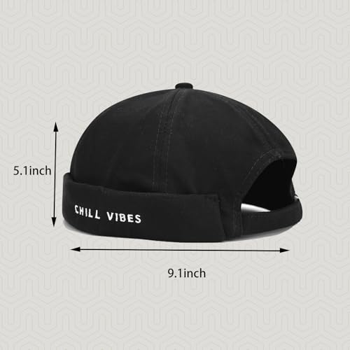 Mens Docker Cap Brimless Skullcap Sailor Cap Rolled Cuff Retro Beanie Hat - color: Black