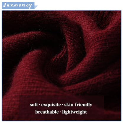 jaxmonoy Slouchy Knit Beanies Winter Hats for Women Men Soft Warm Reversible Slouch Cuffed Skull Knitted Beanie Cap - color: Wine Red