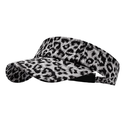 YAMEIZE Leopard Sun Visors for Women Men - Cheetah Print Running Golf Tennis Sun Hat Adjustable Ponytail Cap for Sport - color: Leopard Grey