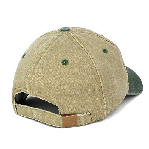 Trendy Apparel Shop Low Profile Unstructured Pigment Dyed Two Tone Baseball Cap - color: Khaki Dk Green