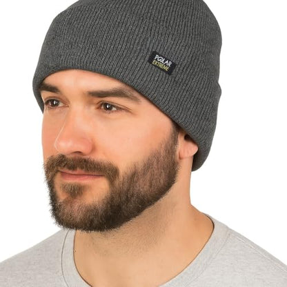 Polar Extreme Men's Sherpa-Lined Knit Winter Hat – Warm, Gift for Dad, Cold Weather - color: Black Pull