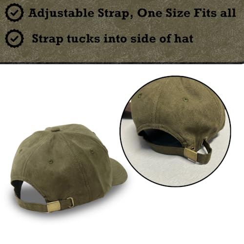 Suede Baseball Cap | Structured 6 Panel Hat for Men & Women | Adjustable Dad Hat | Polyester Suede Finish - color: Olive