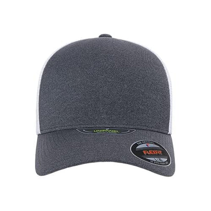 Flexfit Melange Unipanel Trucker Cap - color: Melange Dark Grey/White, size: Large-X-Large