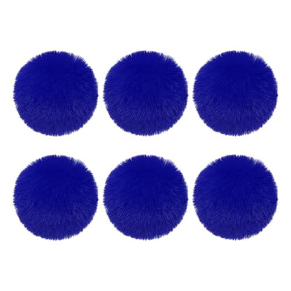 PATIKIL Faux Fur Pom Poms for Hats, 6 Pcs Fluffy Soft Fur Poms Balls with Elastic Loop for Keychain Knitting Hats DIY Scarves Gloves Bag Christmas, Blue - color: Blue
