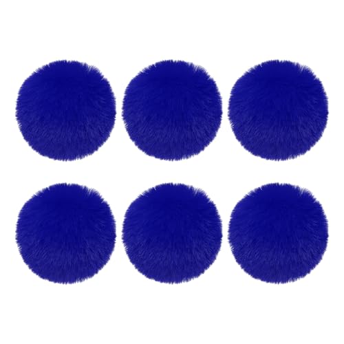 PATIKIL Faux Fur Pom Poms for Hats, 6 Pcs Fluffy Soft Fur Poms Balls with Elastic Loop for Keychain Knitting Hats DIY Scarves Gloves Bag Christmas, Blue - color: Blue