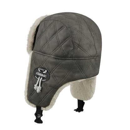 Croogo Trapper Hat Winter Hats for Men Trooper Russian Warm Hat with Ear Flaps Women Ushanka Fur Hat Windproof Ski Hat - color: Dpl10-urban Gray