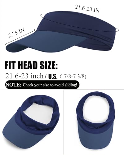 Cooling Sun Stretchy Visor Hat for Men Women,Soft Headband Visors - color: 1-navy Blue
