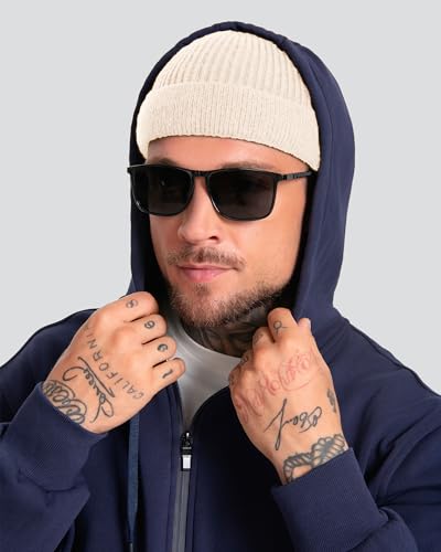 ROYBENS Short Fisherman Beanie for Men Women Wool Knit Warm Winter Hat Swag - color: 1pcs-beige