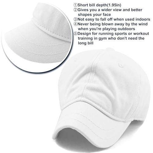 Loneshark Short Brim Baseball Cap for Running Small Bill Umpire Hat - color: White