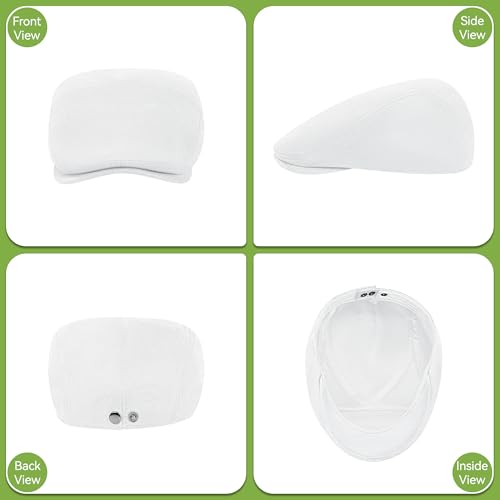 Men's Flat Cap Linen Blend Adjustable Newsboy Cap for Men Classic Cabbie Ivy Gatsby Irish Beret Cap Summer Hat - color: White_aa, size: Large