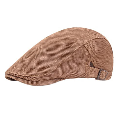 Lifup Unisex Mesh Newsboy Hat Breathable Summer Flat Cap - color: Khaki