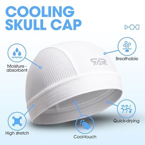 QINGLONGLIN Breathable Mesh Skull Cap Sweat Control HelmetLiner 2-Pack - color: Black + White