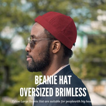 Docker Cap XXL Brimless Hat Oversize Retro No Brim Hats Plus Size Snapback Beanie - color: Red