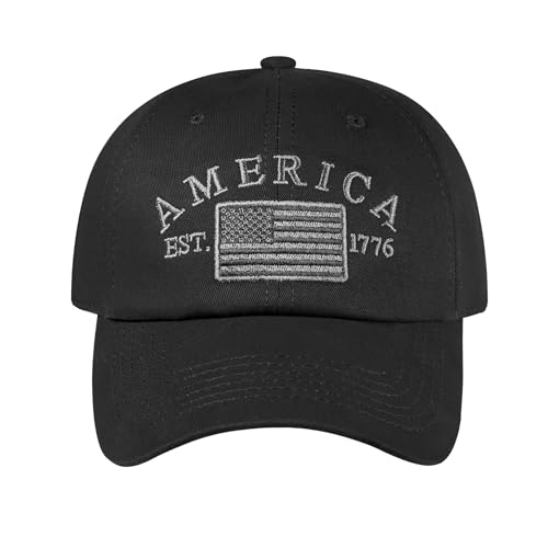 IIN American Flag Baseball Cap for Men Women Low Profile USA Army Tactical Operator Military Plain Dad Hat - color: Usa-black