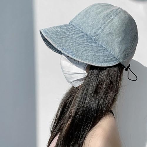 Summer Sun Hats Wide Brim UV Protection Sun Hat Beach Packable Visor for Women - color: Light Blue