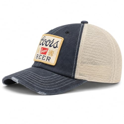 AMERICAN NEEDLE Coors Banquet Beer Patch Unisex Adjustable Snapback Baseball Hat - color: Stone/Navy (Coors Banquet)