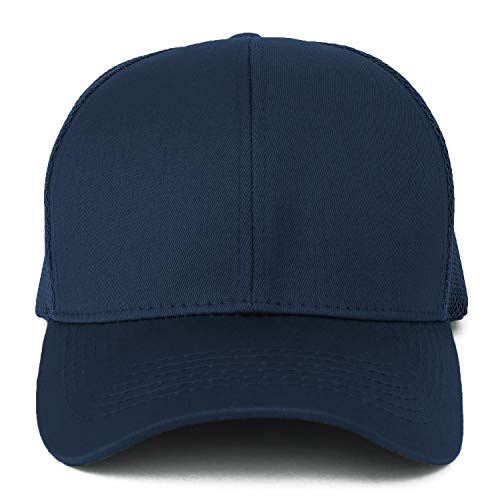 Trendy Apparel Shop Oversize XXL Structured Trucker Mesh Baseball Cap - color: Navy