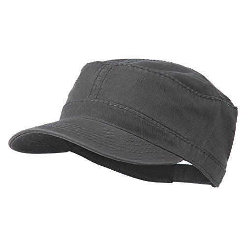 Garment Washed Adjustable Army Cap - color: Charcoal Grey Osfm