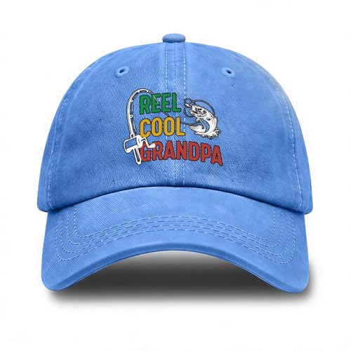 Fishing Adjustable Cotton Baseball Cap, Funny Trucker Hat Gift for Men Women Grandpa Dad Fishing Lover Fisherman - color: Sky Blue