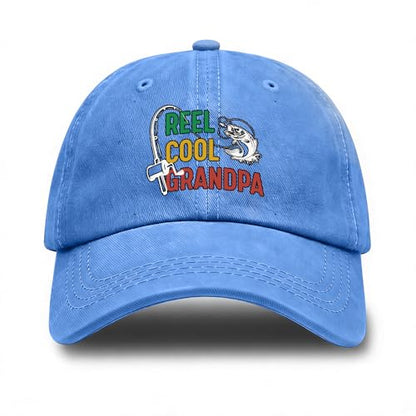 Fishing Adjustable Cotton Baseball Cap, Funny Trucker Hat Gift for Men Women Grandpa Dad Fishing Lover Fisherman - color: Sky Blue