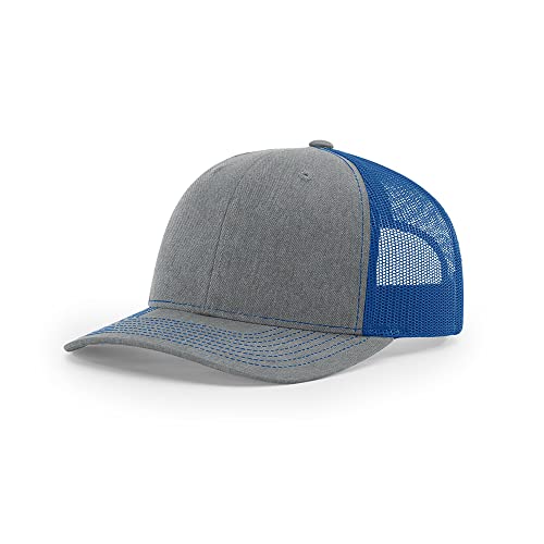 Richardson 112 Classic Six-Panel Adjustable Snapback Trucker Cap - color: Heather Grey/Royal