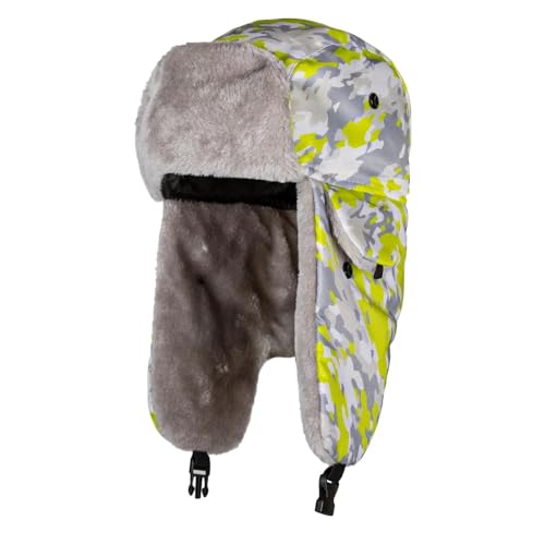 S A Soul of Adventure Winter Hat for Men & Women | Ushanka Russian Hat | Faux Fur Hat with Ear Flap - color: Geo Camo Surge