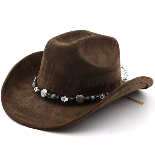 Lifup Western Cowboy Hat for Women Men Cowgirl Fedora Hat - color: Brown