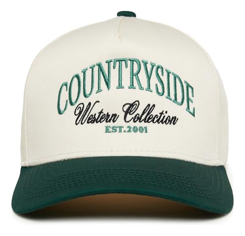 Funky Junque Adult Trucker Snapback Hat 2-Tone Baseball Cap - color: Countryside Western Collection - Green/Beige