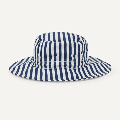 Amazon Essentials x Sofia Grainge Unisex Babies' Cotton Bucket Hat - color: Navy Stripe, size: 6-12 Months
