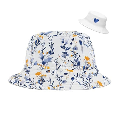 Bucket Hat for Men Women Funny Holiday Fishing Hat Cute Fisherman Cap - color: Flowers1