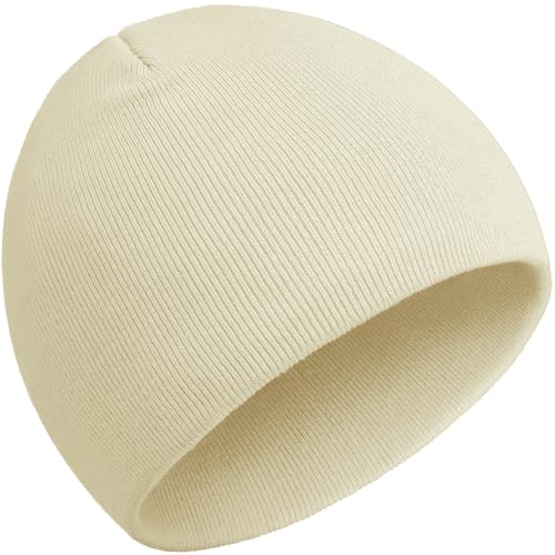 ROYBENS 100% Cotton No Cuff Beanie Hat Men Women, Fisherman Skull Cap - color: Beige