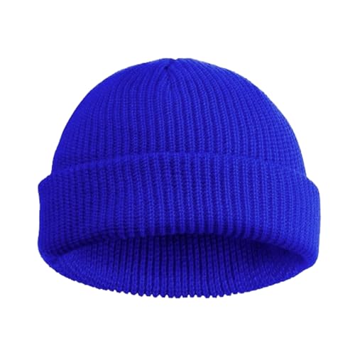 Trawler Beanie Winter Hats Fisherman Beanie for Men Women Knit Cuff Unisex Roll Up Edge Skull Cap JILANI X Edition - color: Blue