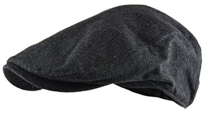 Wonderful Fashion Men's Classic Herringbone Tweed Wool Blend Newsboy Ivy Hat (Large/X-Large, Charcoal) - color: Charcoal, size: Large-X-Large