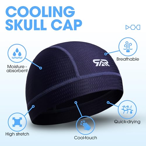 QINGLONGLIN Breathable Mesh Skull Cap Sweat Control HelmetLiner 2-Pack - color: Black + Blue