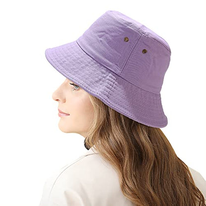 Unisex Bucket Hat Summer UPF 50+ Sun Protection Outdoor Beach Fishing Travel Hiking Hat - color: Light Purple