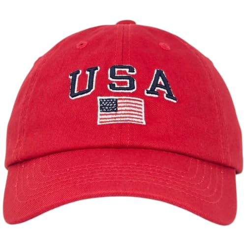 E BY ELIDAN USA Hat, Embroidered American Flag Baseball Cap for Men Women - color: Red