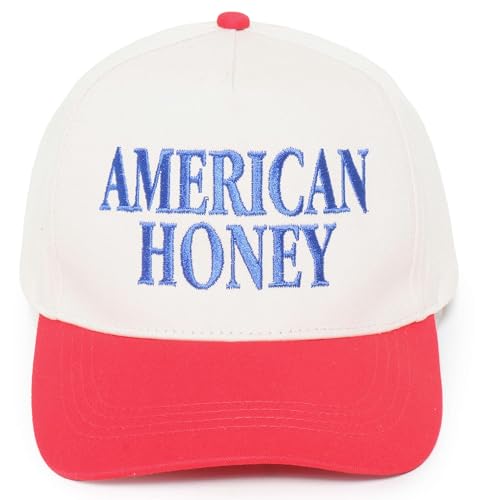 D&Y Retro 2-Tone Canvas Baseball Cap for Women - Funny Embroidered Distressed Snapback, Adjustable Cotton Dad Hat - color: American Honey-red
