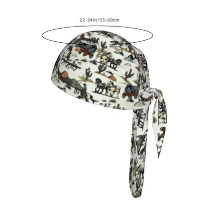 Do Rag Skull Cap Breathable Cycling Cap Adjustable Headscarf Helmet Liner for Men Women - color: Western