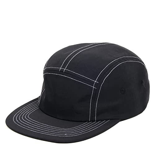 5 Panel Baseball Cap Camp Cap Taslon Short Brim Cap Quick Dry Hat Flat Bill Big Size Large Caps Oversize Running Hat - color: Black&white, size: 7 1/4