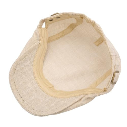 ZLYC Men Summer Flat Cap Scally Ivy Gatsby Newsboy Beret Driver Hat - color: Plain Beige