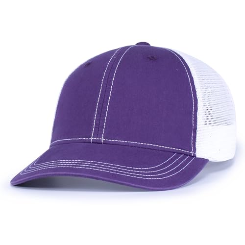 Pacific Headwear Vintage Trucker Snapback Cap - color: Purple/White/Purple