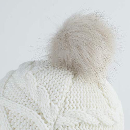 Home Prefer Girls Sherpa Earflaps Hat Toddler Baby Knit Beanie Fuzzy Peruvian Cold Weather Warm Winter Hat - color: Ivory, size: Small