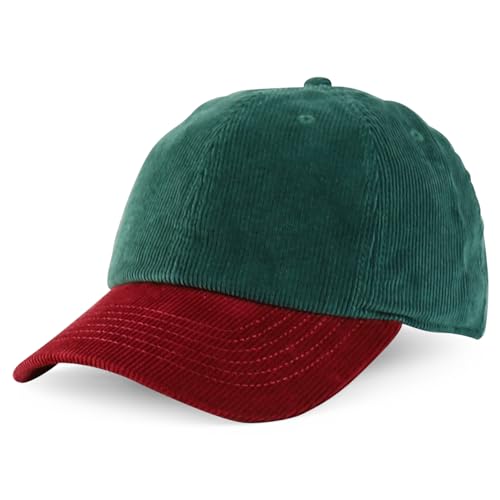 Trendy Apparel Shop Cotton Corduroy Unstructured Baseball Cap Dad Hat - color: Dark Green Burgundy