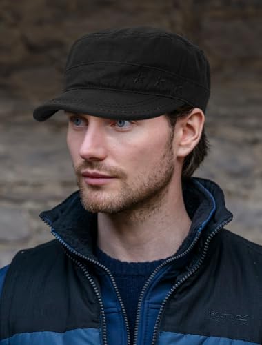 Unisex Flat Top Military Cadet Cap Outdoor Sun Hat - color: Black