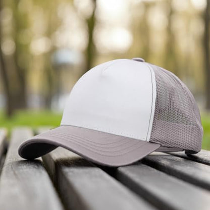 Falari 12 Pack Bulk Wholesale Mesh Trucker Hats 5 Panel and 6 Panel Baseball Caps for Men and Women - color: 5 Panel - Light Gray