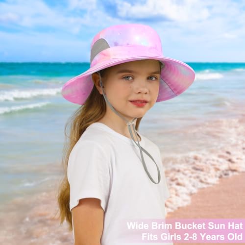 ICOSY Kids Sun Hat, UPF 50+ Girls Beach Hat for Toddler Kids - color: Light Pink